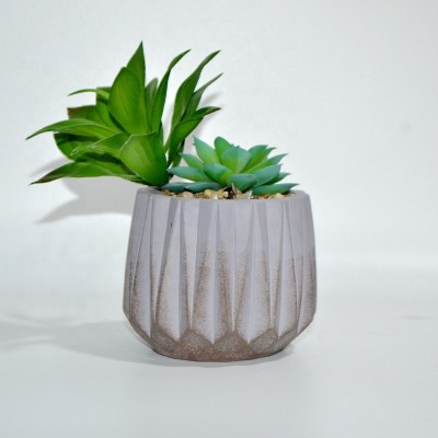 Custom mini Cement Succulents planter with artificial plants hot sales Classical Grey