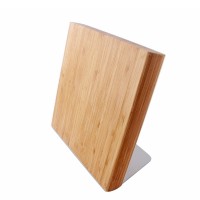 Amazon Hot Sale Bamboo Wood Single Side Powerful Magnetic Kitchen Knife Holder Block