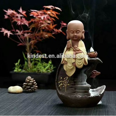 Home Decor Little Monk Ceramic Backflow Incense Burner supplier