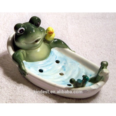 Handmade Fancy frog design ceramic luxury soap box