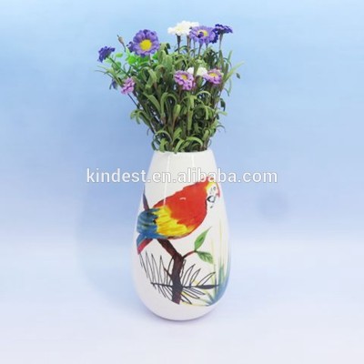 Personalized Ceramic flower insert/vase with bird/ parrot printing