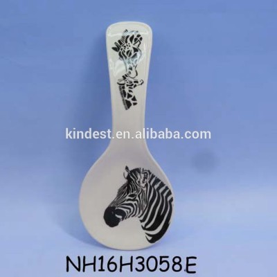 Personalized Ceramic Zebra /giraffe printing spoon rest holder cheap